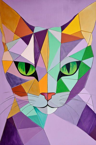 Geometric elegance - Cat portrait Colourful face by Poster Art Shop
