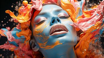 Gezicht van een vrouw met een kleurrijk masker van Animaflora PicsStock