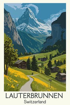 Vintage Travel Lauterbrunnen Switzealand