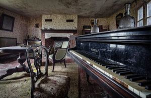 Piano wing in abandoned house by Inge van den Brande
