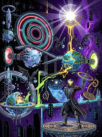Cosmic Sci-Fi Architect Mage Planetary Terraforming Graphic Illustration by The Deeper Way