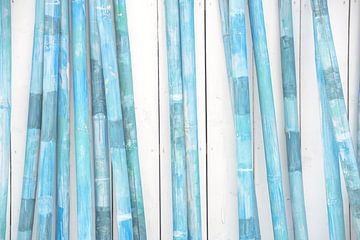 Blue bamboo poles by Caroline Drijber