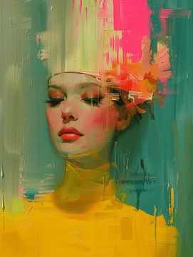 Modern and abstract portrait in neon by Carla Van Iersel