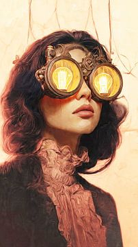 Frau mit Glühbirnenbrille