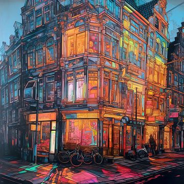 Vie nocturne à Amsterdam sur Tableaux ARTEO