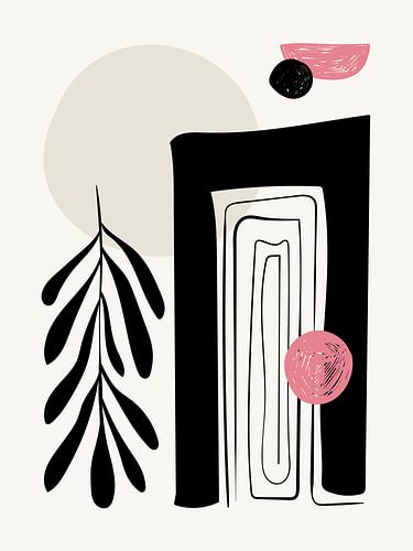 Moderne abstrakte Formen in Rosa und Schwarz