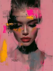 Modern abstract portrait "Pink neon" by Carla Van Iersel