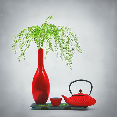 Simplement rouge . Nature morte zen en rouge .