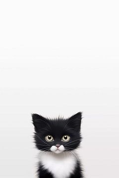 black and white cute cat by haroulita