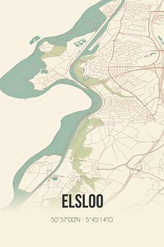 Vintage landkaart van Elsloo (Limburg) van Rezona