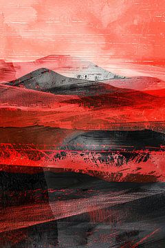 Abstract dynamisch woestijnlandschap met bergen van Art & Soul Creations