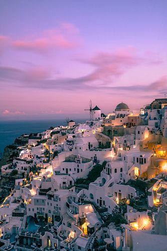 Zonsondergang boven Santorini