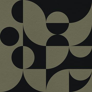 Op Bauhaus en retro 70s geïnspireerde geometrie in groen en zwart van Dina Dankers