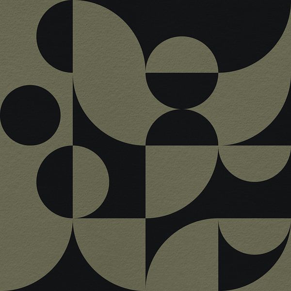 Bauhaus and retro 70s inspired geometry in green and black by Dina Dankers