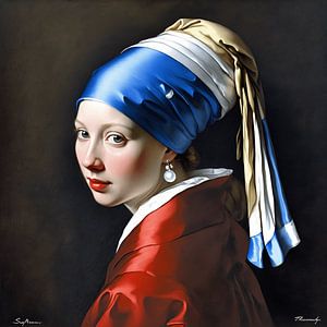 Fille hollandaise avec une boucle d'oreille en perle