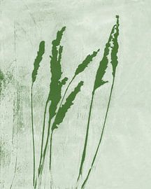 Green grass on light green. Natural living. Botanical art in pastel colors. by Dina Dankers