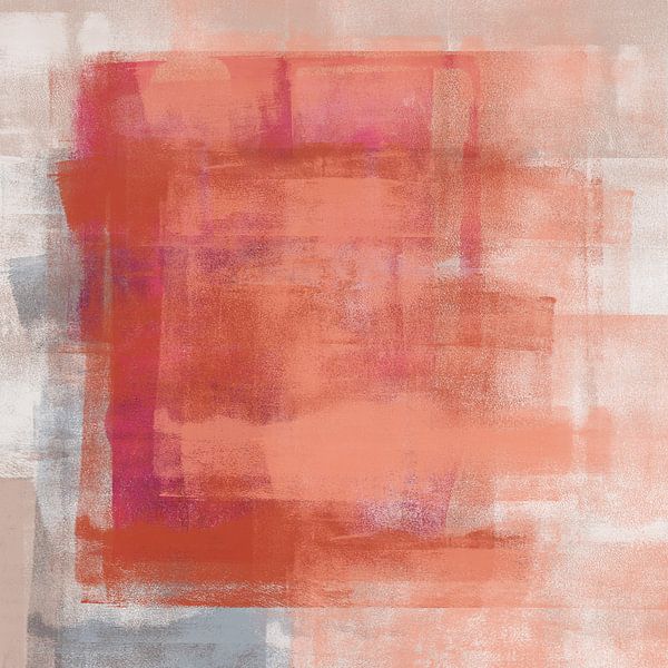 Abstrakte minimalistische Kunst in Pastellfarben. Koralle, rosa und weiß von Abstrakte minimalistische Kunst