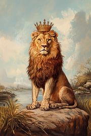 Lion sur le trône de pierre Vigilance royale