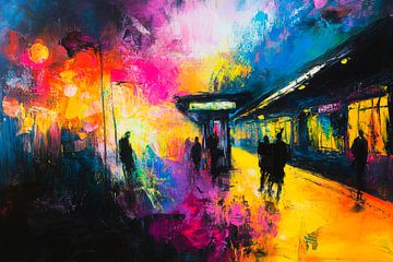 Kleurrijk treinstation van Poster Art Shop