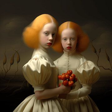 Filles avec des pommes sur Ton Kuijpers