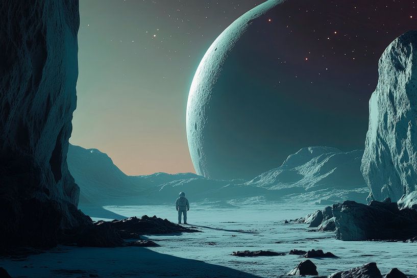 Spacewalking on an alien moon by Poster Art Shop