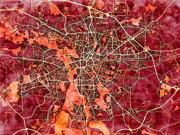 Map of Leipzig with the style 'Amber Autumn' by Maporia