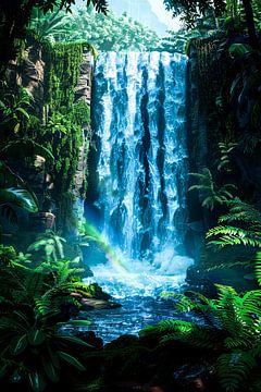 Spectaculaire waterval in jungle van Art & Soul Creations
