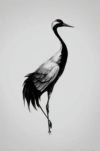 Crane Bird in Elegant Minimalist Pose
