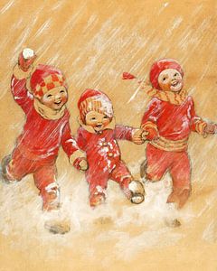 Kinder, die im Schnee spielen von Jessie Willcox Smith von FParrish Art Prints