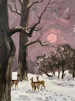 Moonlit Winter Deer
