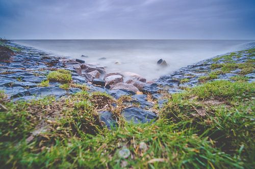Dutch seawall along the IJsselmeer