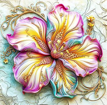 Elegante decoratieve chique stijlvolle kleurrijke bloem van Agnieszka Dybowska