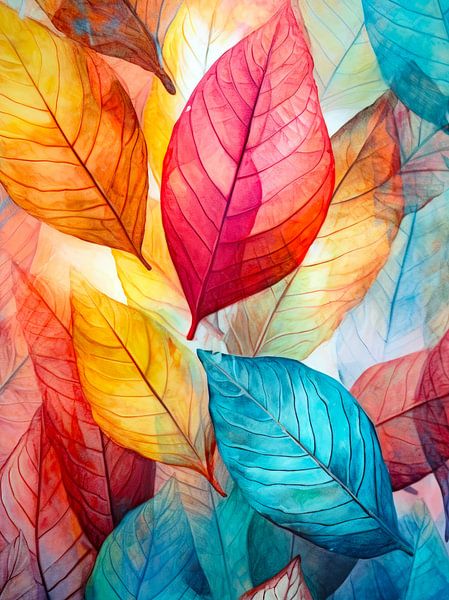 Watercolor nature leaves art by JBJart Justyna Jaszke