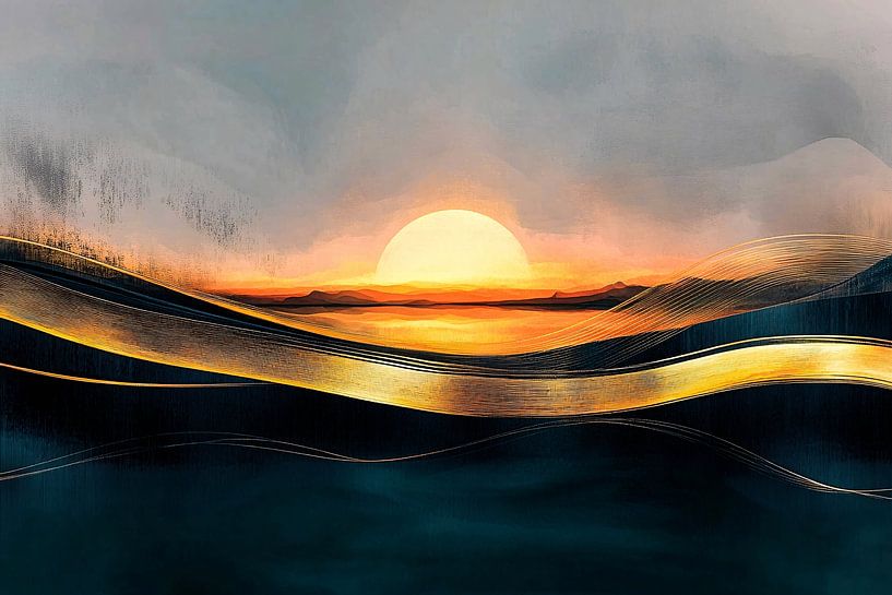 Abstrakter Sonnenuntergang und Wellen von Imperial Art House