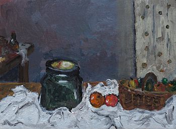 Still life with green jar