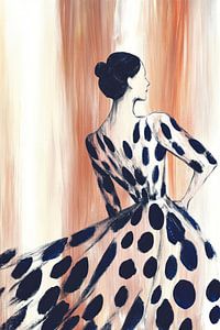 Vrouw in blauwe jurk