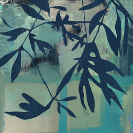Botanische Silhouette in Blau | Mischtechnik - Upper half