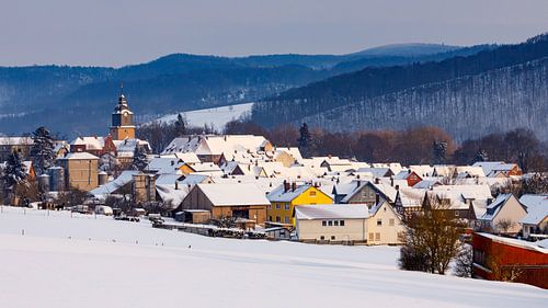 Het winterse Herleshausen in de Werra vallei