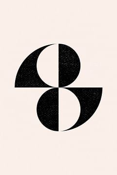 Zwart-witte minimalistische geometrische poster met cirkels 2 van Dina Dankers