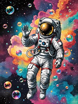 Kosmische Dromen: De Astronaut en de Zeepbellen van Retrotimes