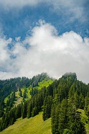 Steineberg of the Nagelfluhkette in summer with low clouds by Leo Schindzielorz