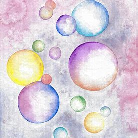 Zeepbellen aquarel schilderen van Sandra Steinke