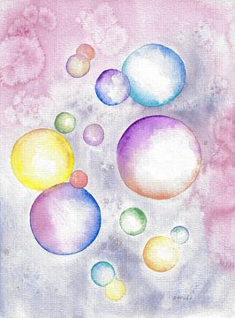 Zeepbellen aquarel schilderen van Sandra Steinke