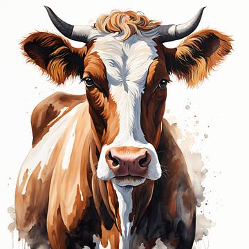 Portrait Cow - Cow 4 by Wall Art Wonderland