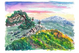 Der einsame Pino Loricato mit Blick auf die majestätischen Gipfel des Pollino