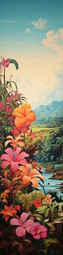 Tropische bloemen in fantasie stijl van Art Bizarre