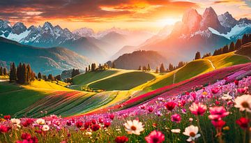 Landschaft mit Blumen von Mustafa Kurnaz