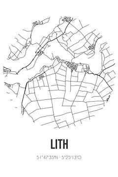 Lith (Nordbrabant) | Karte | Schwarz und Weiß von Rezona