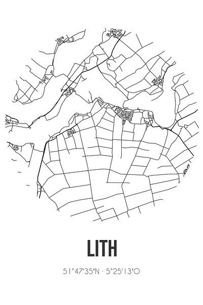 Lith (Noord-Brabant) | Landkaart | Zwart-wit van Stad & Wand