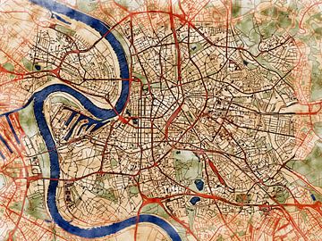 Kaart van Düsseldorf in de stijl 'Serene Summer' van Maporia